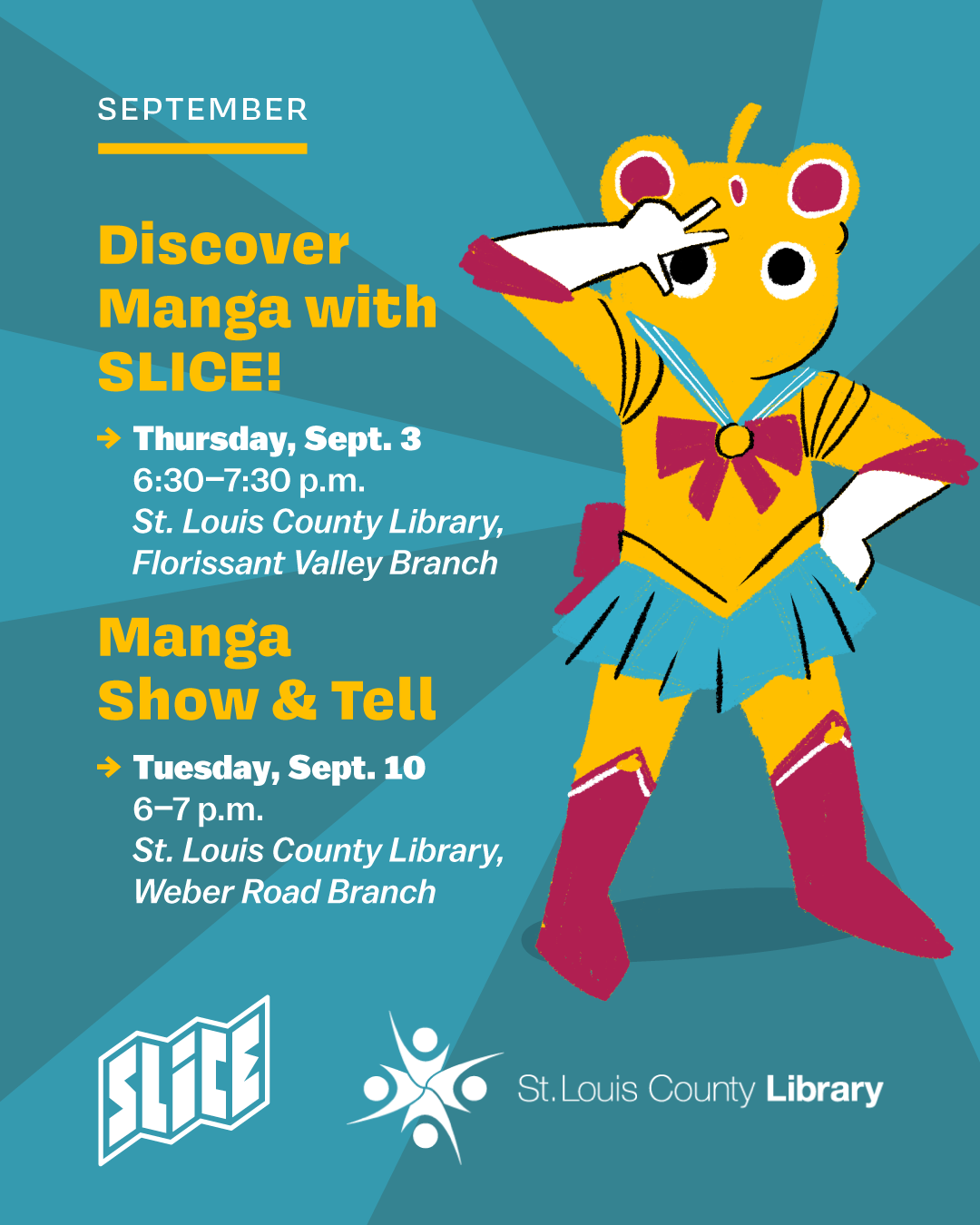 Manga-September Sailor Slice invites you to two Manga events in September.